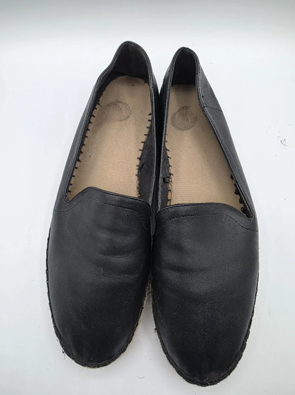 GAP Womens Espadrilles Black Leather Shoes Size 10 - 11 Natural Neutral Preppy